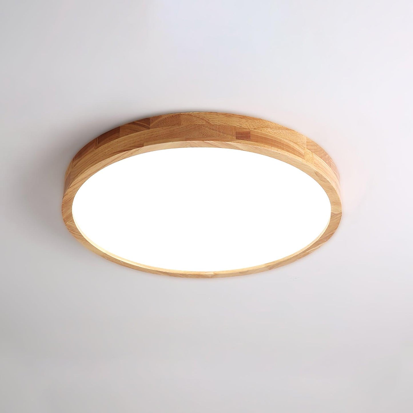 Wooden Geometric Ceiling Light Circle Size: Dia 19.7″ x H 2.7″ / Dia 50cm x H 6cm / Wood color / Warm White Ceiling lamp