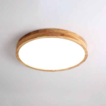 Wooden Geometric Ceiling Light Circle Size: Dia 19.7″ x H 2.7″ / Dia 50cm x H 6cm / Wood color / Warm White Ceiling lamp