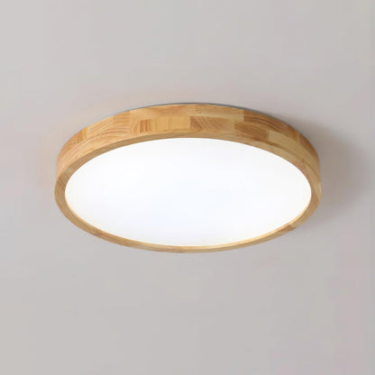 Wooden Geometric Ceiling Light Circle Size: Dia 23.6″ x H 2.7″ / Dia 60cm x H 6cm / Wood color / Cool White Ceiling lamp