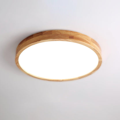 Wooden Geometric Ceiling Light Circle Size: Dia 23.6″ x H 2.7″ / Dia 60cm x H 6cm / Wood color / Warm White Ceiling lamp