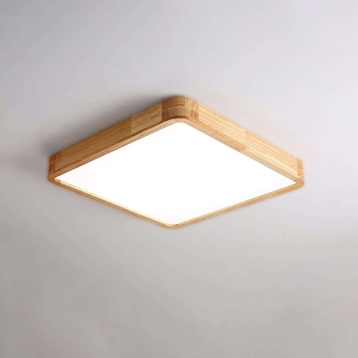 Wooden Geometric Ceiling Light Square Size: L 15.7″ x W 15.7″ x H 2.7″ / L 40cm x W 40cm x H 6cm / Wood color / Cool