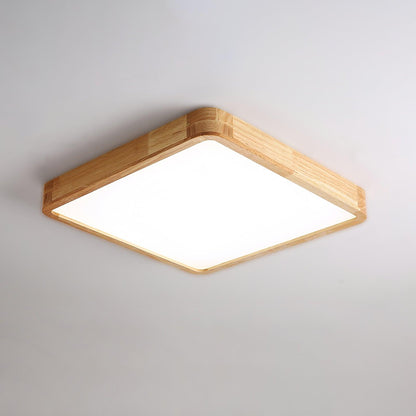Wooden Geometric Ceiling Light Square Size: L 15.7″ x W 15.7″ x H 2.7″ / L 40cm x W 40cm x H 6cm / Wood color