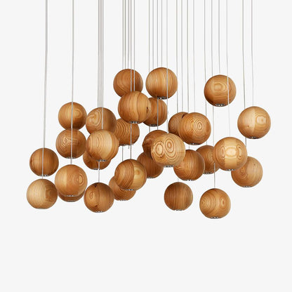 Wooden Orb Sphere Cluster Pendant Light Pendant light