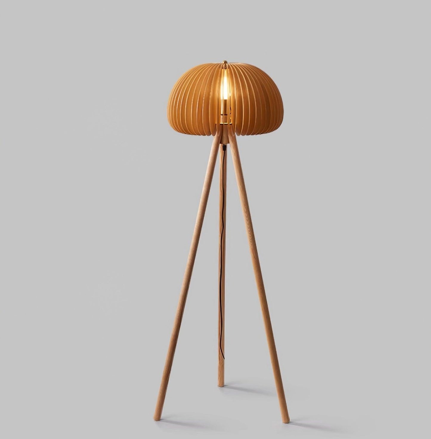 Wooden Pumpkin Floor Lamp Dia 17.7″ x H 56.3″/ Dia 45cm x H 143cm / Wooden / US plug Floor lamp