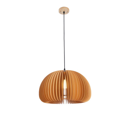 Wooden Pumpkin Pendant Lamp ? 11.8″ x H 7″ / Dia 30cm x H 18cm / Nature wood color Pendant light
