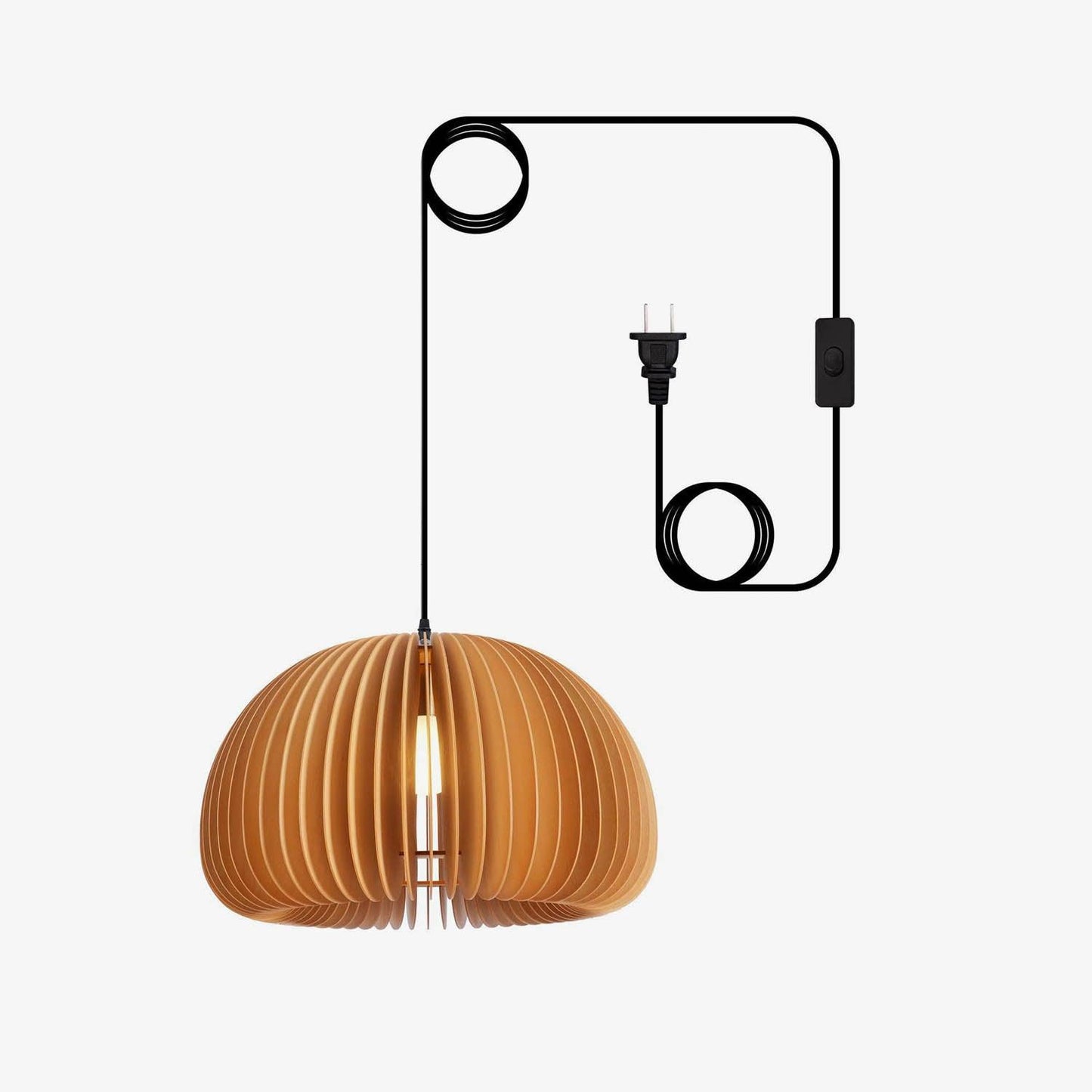 Wooden Pumpkin Swag Lights ? 11.8″ x H 7″ / Dia 30cm x H 18cm (2 hooks) / Nature wood color / US plug Pendant light