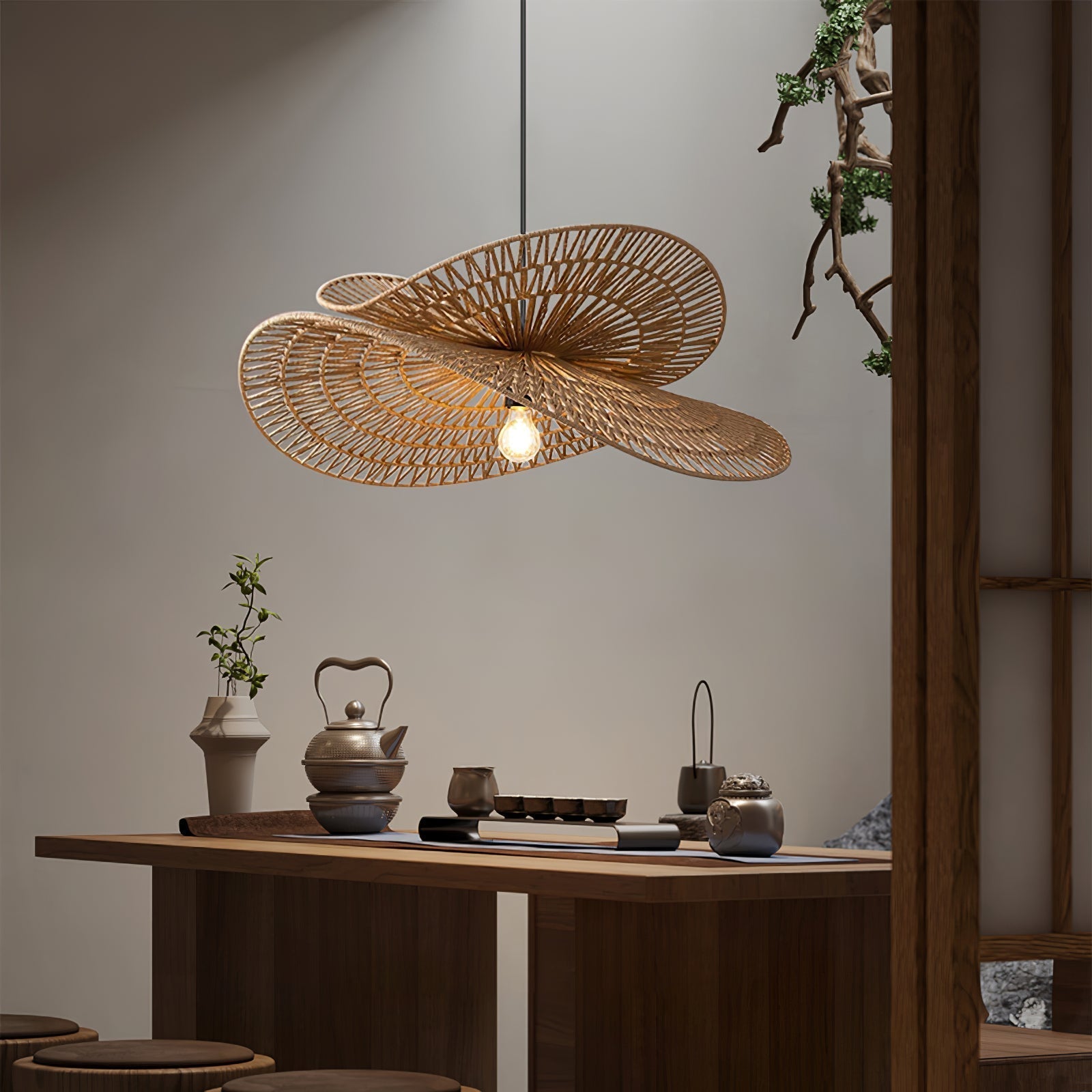 Woven Breeze Pendant Light Dia 19.7″ x H 7.9″ / Natural hemp color 1001 pendant Lamp