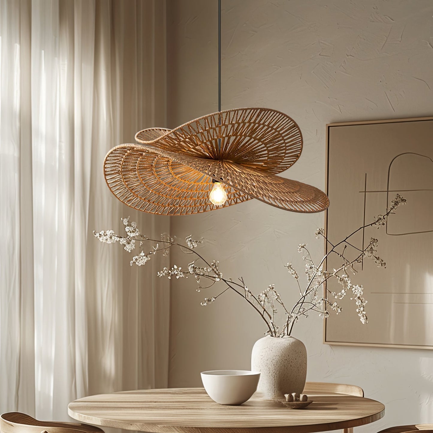 Woven Breeze Pendant Light Dia 19.7″ x H 7.9″ / Natural hemp color 1001 pendant Lamp