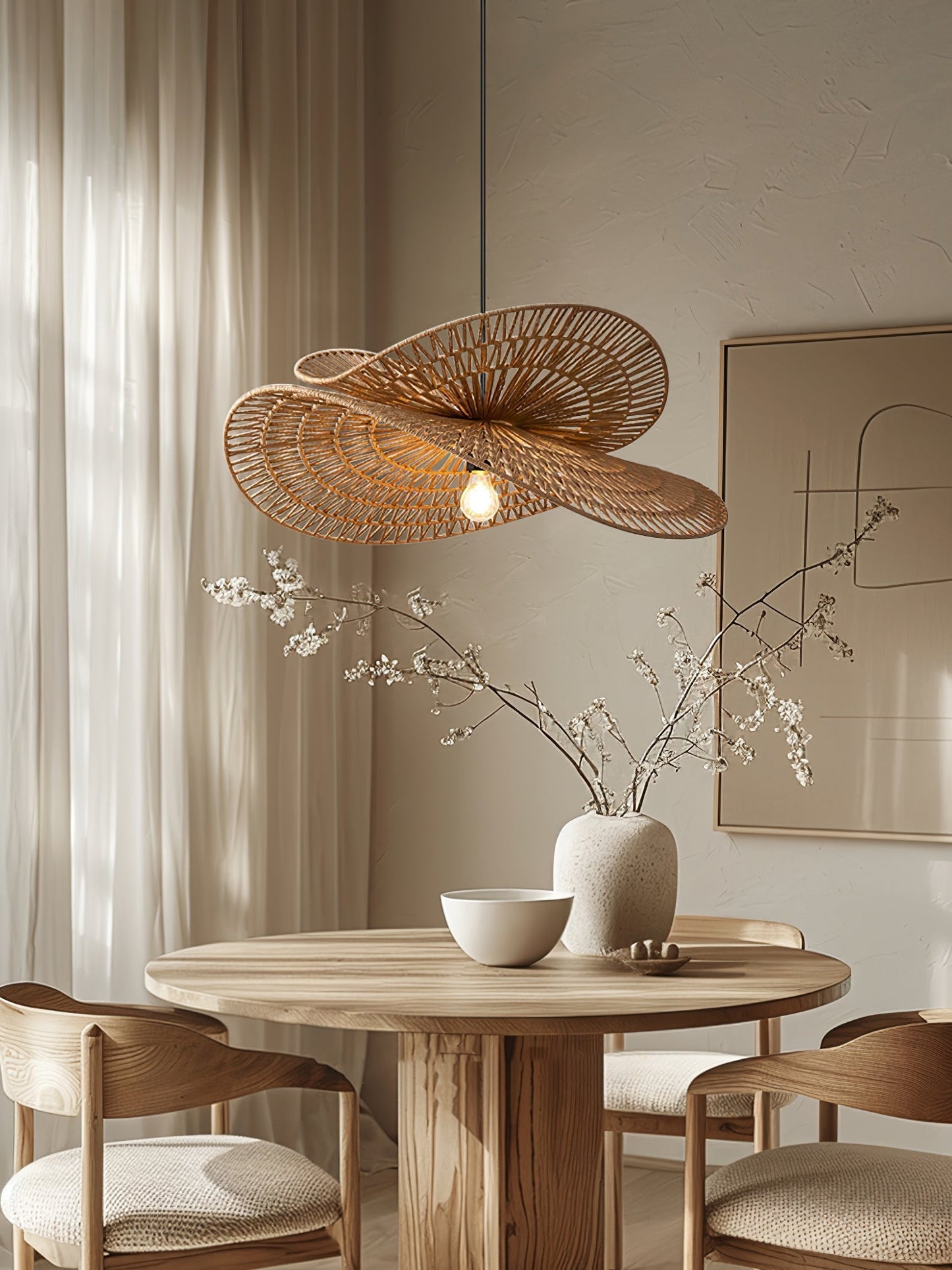 Woven Breeze Pendant Light Dia 19.7″ x H 7.9″ / Natural hemp color 1001 pendant Lamp