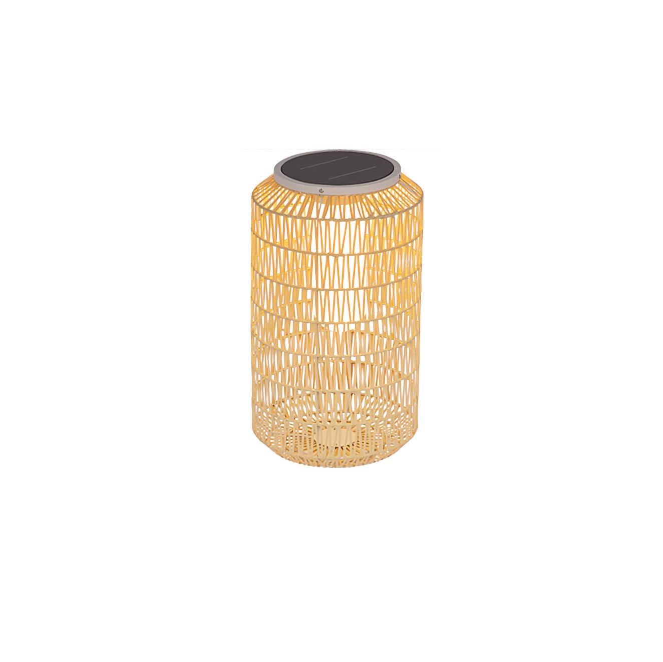Woven Rattan Outdoor Lamp ? 12.2″ x H 20.5″ / Dia 31cm x H 52cm / Warm Light / Model B: Solar-Powered Version Outdoor