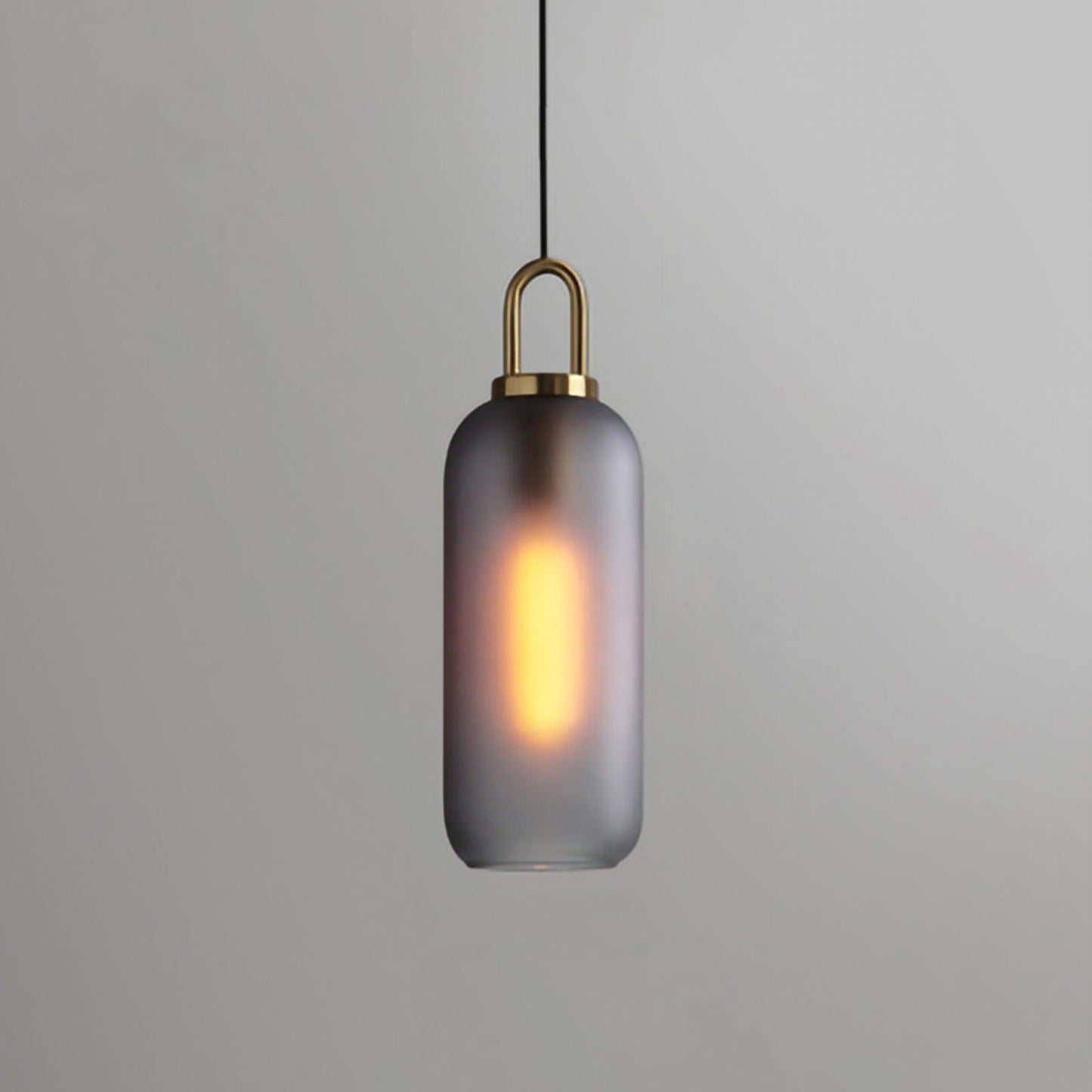 Glass Pendant Light ? 5.1″ x H15.7″ / Dia 13cm x H 40cm / Frosted smoke gray Pendant light