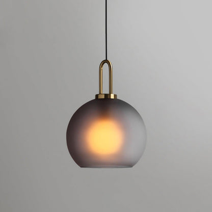 Glass Pendant Light ? 9.8″ x H13.4″ / Dia 25cm x H 34cm / Frosted smoke gray Pendant light