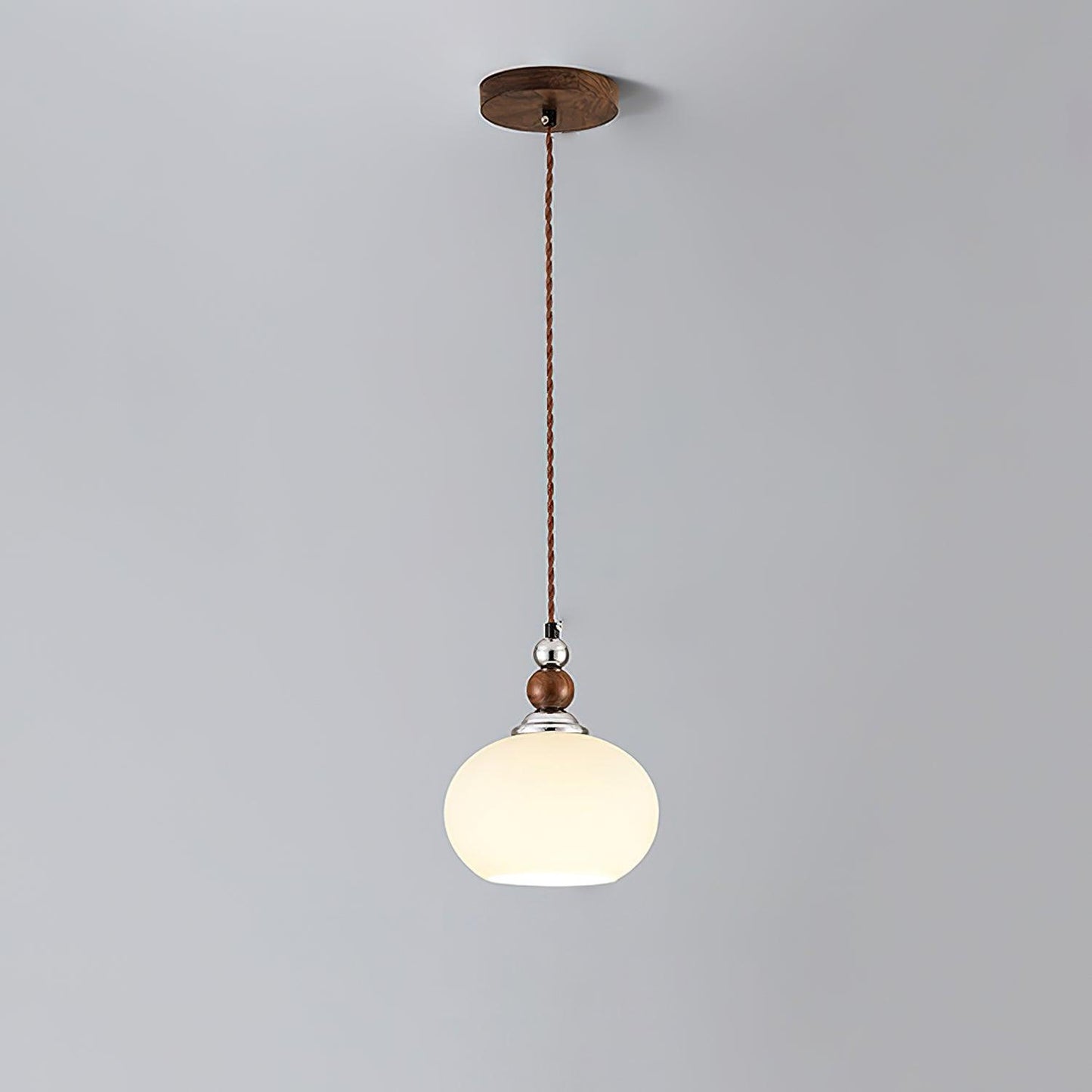 Yisi Po Pendant Lamp Dia 7.1″ x H 4.7″ / Dia 18cm x H 12cm / Walnut color & Chrome Pendant light