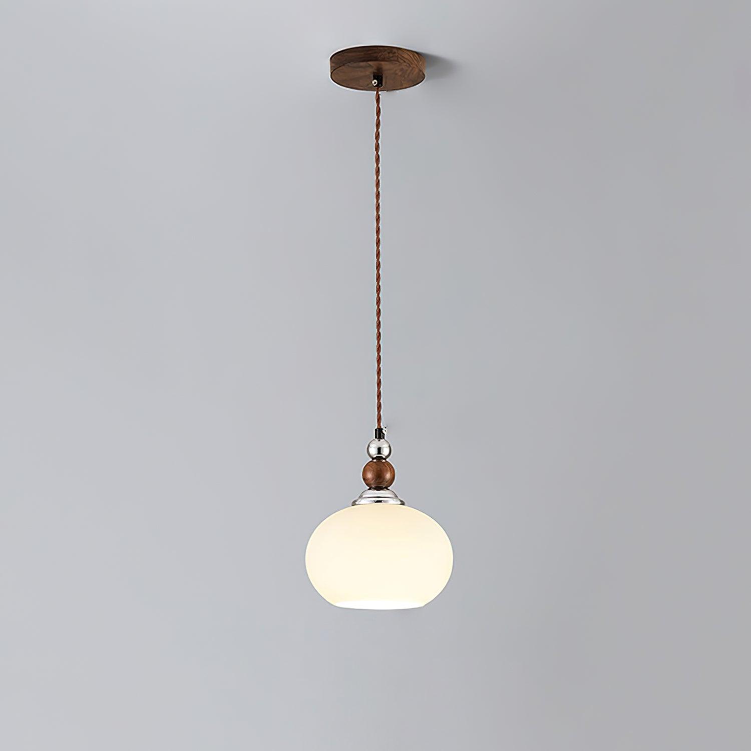 Yisi Po Pendant Lamp Dia 7.1″ x H 4.7″ / Dia 18cm x H 12cm / Walnut color & Chrome Pendant light