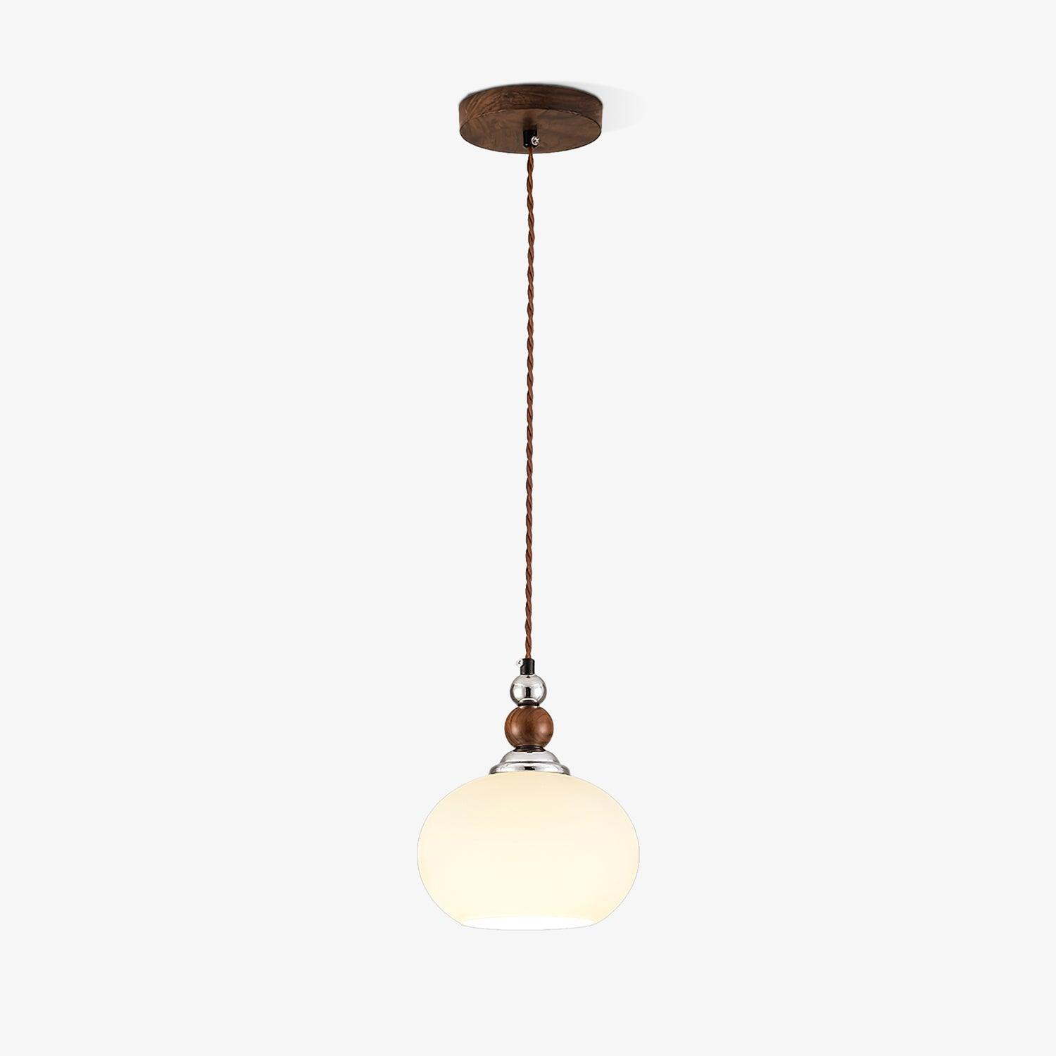 Yisi Po Pendant Lamp Dia 7.1″ x H 4.7″ / Dia 18cm x H 12cm / Walnut color & Chrome Pendant light