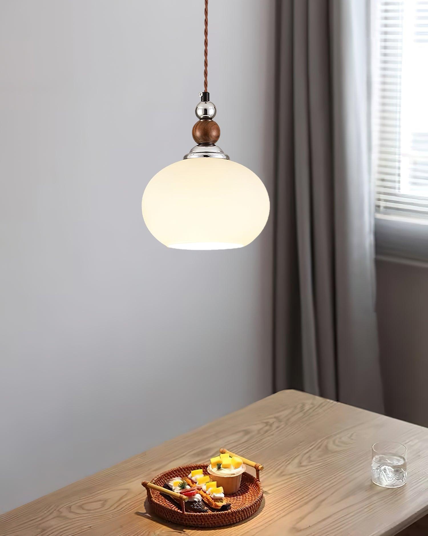 Yisi Po Pendant Lamp Dia 7.1″ x H 4.7″ / Dia 18cm x H 12cm / Walnut color & Chrome Pendant light