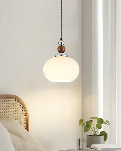 Yisi Po Pendant Lamp Dia 7.1″ x H 4.7″ / Dia 18cm x H 12cm / Walnut color & Chrome Pendant light