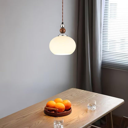 Yisi Po Pendant Lamp Dia 7.1″ x H 4.7″ / Dia 18cm x H 12cm / Walnut color & Chrome Pendant light