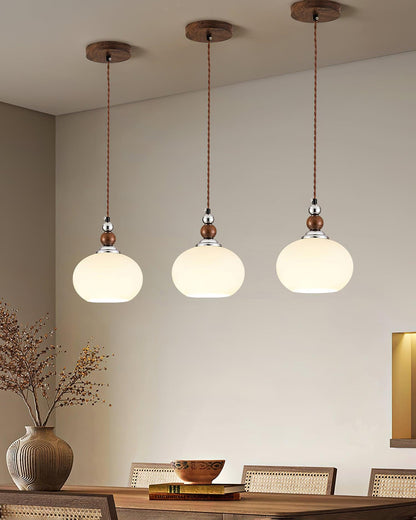 Yisi Po Pendant Lamp Dia 7.1″ x H 4.7″ / Dia 18cm x H 12cm / Walnut color & Chrome Pendant light