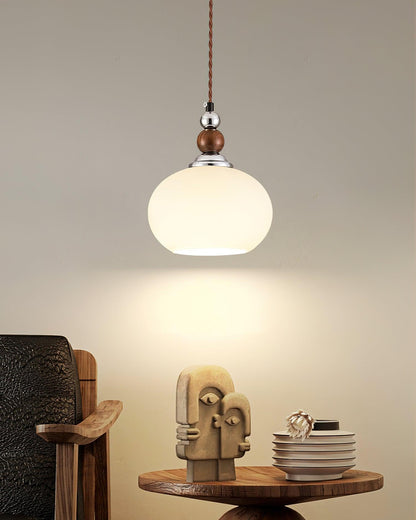 Yisi Po Pendant Lamp Dia 7.1″ x H 4.7″ / Dia 18cm x H 12cm / Walnut color & Chrome Pendant light