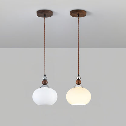 Yisi Po Pendant Lamp Dia 7.1″ x H 4.7″ / Dia 18cm x H 12cm / Walnut color & Chrome Pendant light