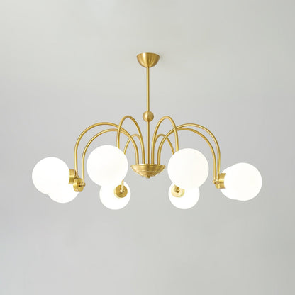 Yisu Brass Chandelier 8 heads ? 37.4″ x H 24.8″ / Dia 95cm x H 63cm / Brass & White Chandelier