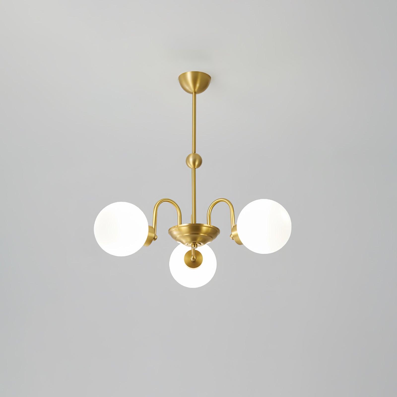 Yisu Brass Chandelier 3 heads ? 23.6″ x H 24″ / Dia 60cm x H 61cm / Brass & White Chandelier