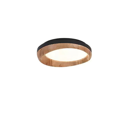 Zenova Wood Ceiling Light Dia 17.7’’ x H 4.7’’ / Black & Wood Color / Warm Light Ceiling lamp