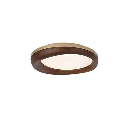 Zenova Wood Ceiling Light Dia 31.5’’ x H 5.5’’ / Gold & Walnut Color / Warm Light Ceiling lamp