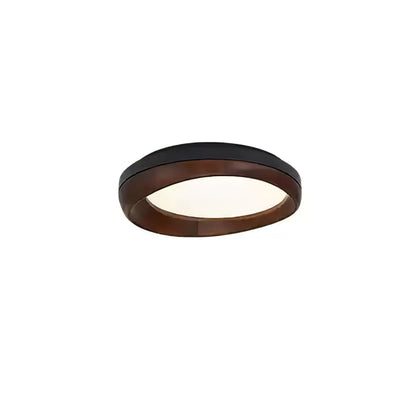 Zenova Wood Ceiling Light Dia 17.7’’ x H 4.7’’ / Black & Walnut Color / Warm Light Ceiling lamp