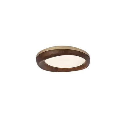 Zenova Wood Ceiling Light Dia 17.7’’ x H 4.7’’ / Gold & Walnut Color / Warm Light Ceiling lamp