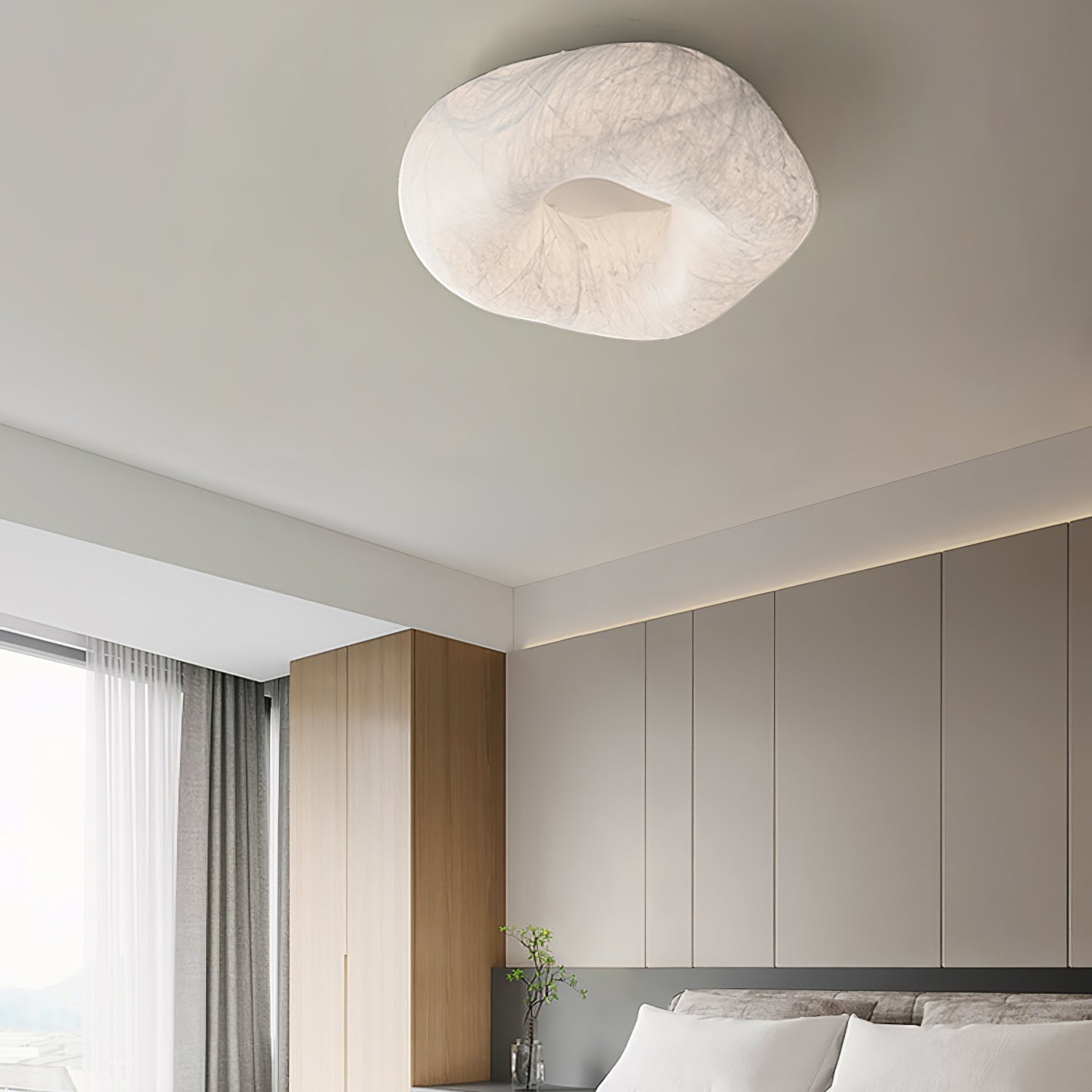 Yunduo Silk Ceiling Lamp ? 19.7″ x H 7″ / Dia 50cm x H 18cm (Power ~20W) / White / Warm Light Ceiling lamp