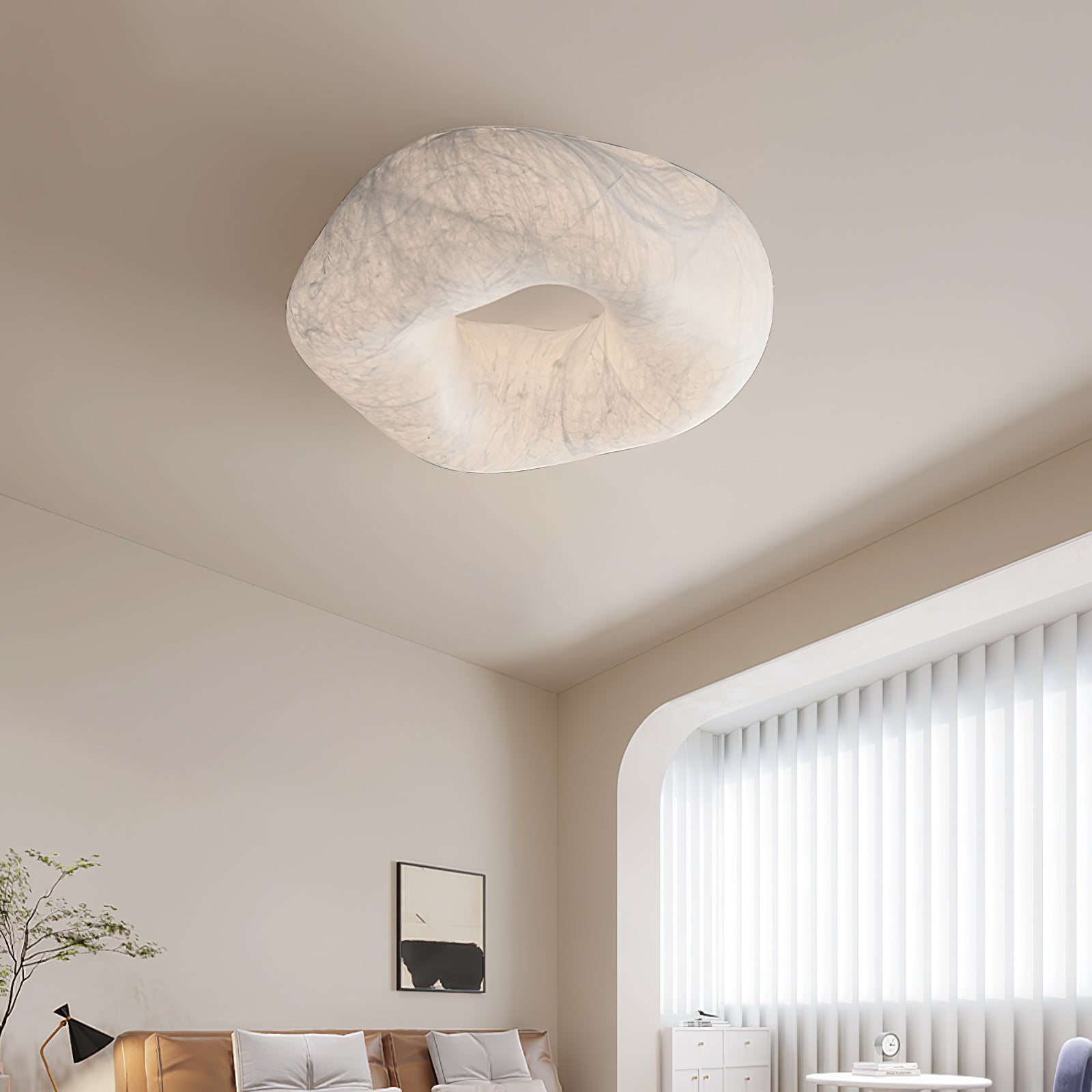 Yunduo Silk Ceiling Lamp ? 19.7″ x H 7″ / Dia 50cm x H 18cm (Power ~20W) / White / Warm Light Ceiling lamp