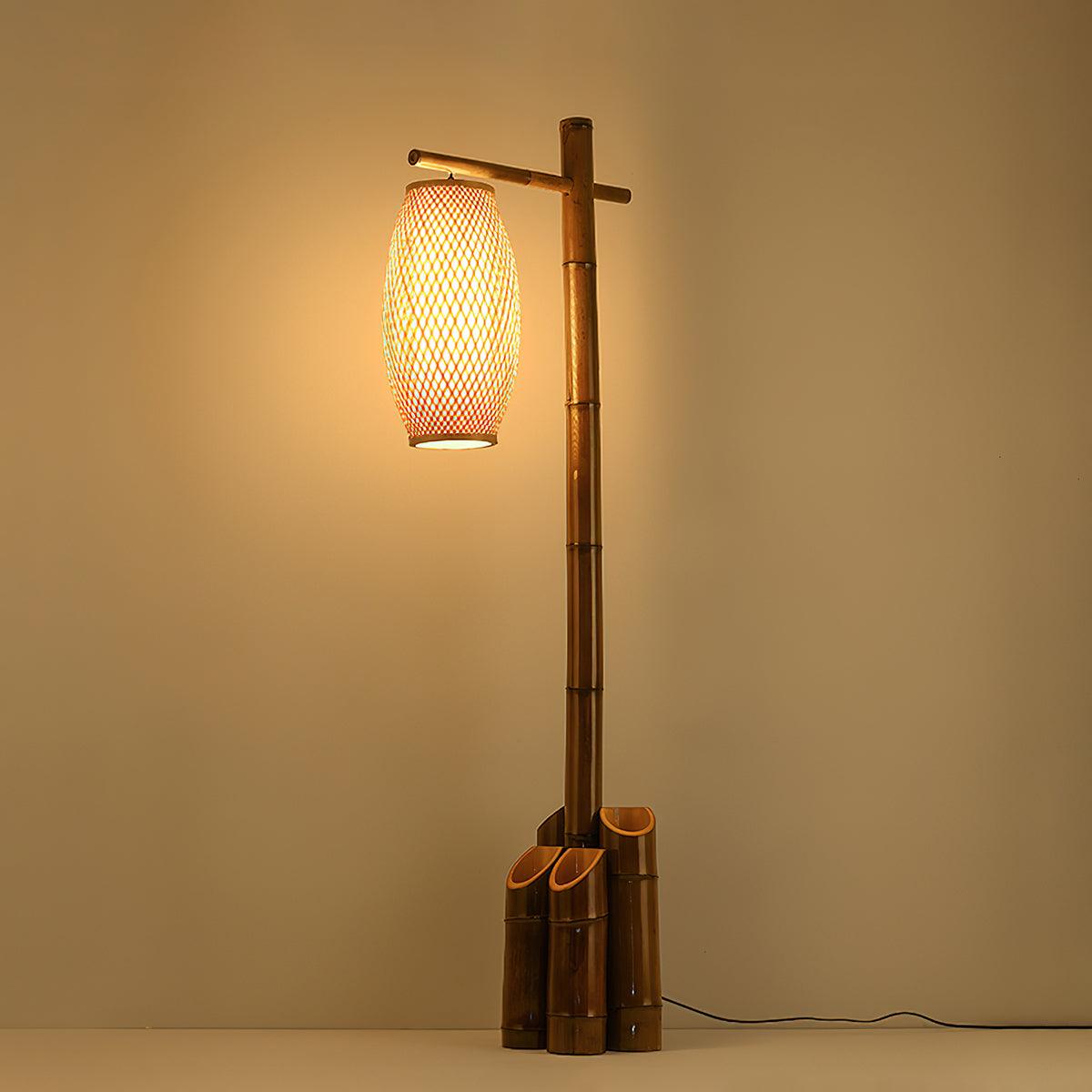 Zen Bamboo Tube Floor Lamp ? 19.7″ x H 63″ / Dia 50cm x H 160cm / Bamboo color / US Plug Floor lamp