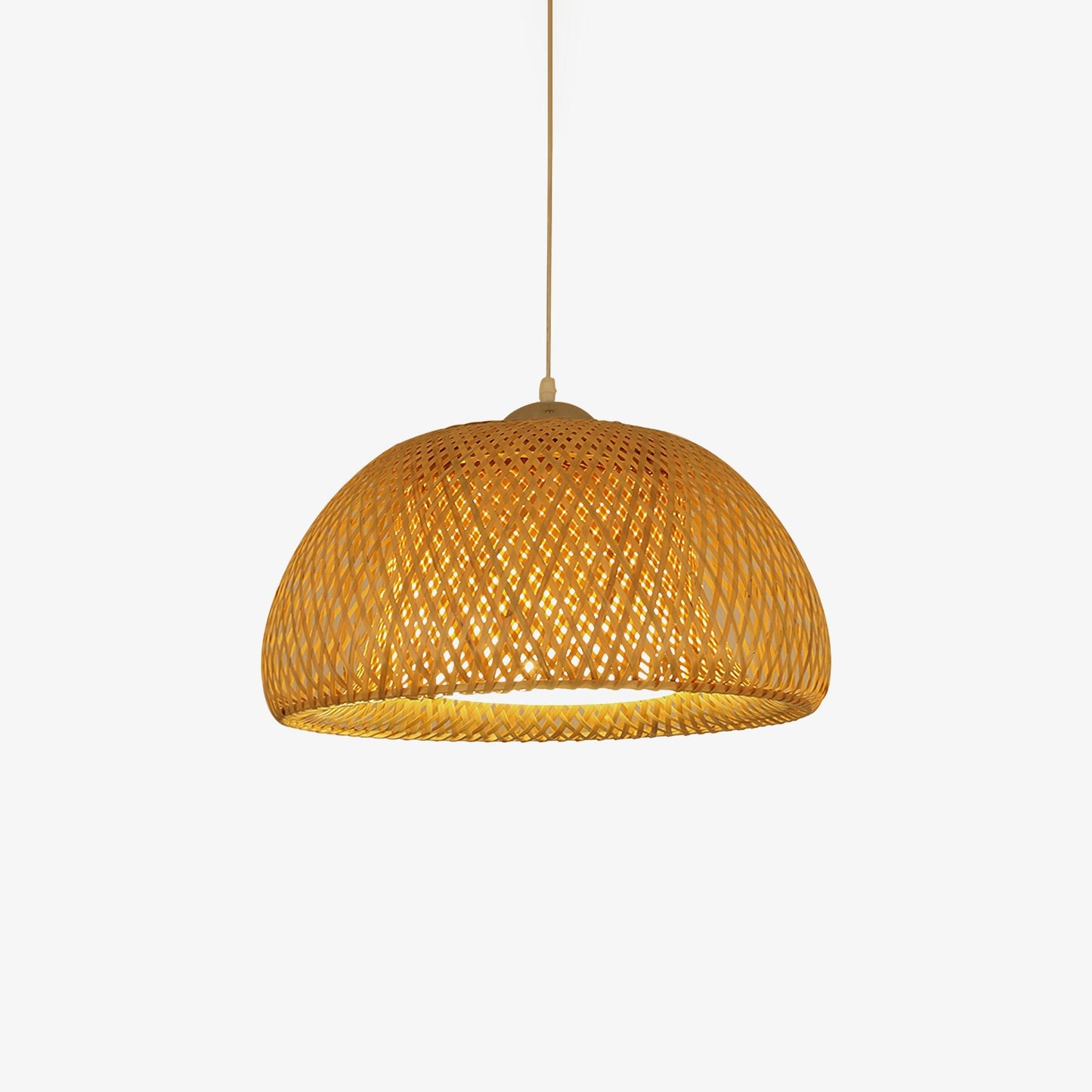 Zenith Bamboo Pendant Light Dia 15″ x H 7.9″ / Dia 38cm x H 20cm / Chrome & Natural rattan Pendant light