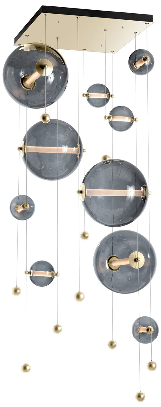 Abacus 35 1/2"W Modern Brass 10-Light LED Pendant