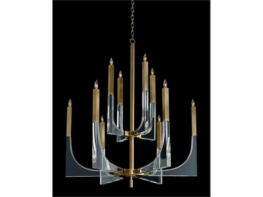John Richard AJC-9040 Acrylic and Brass Ten-Light Chandelier