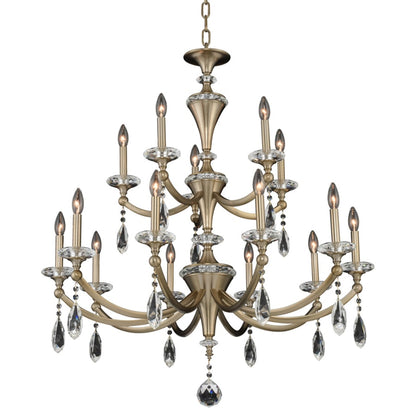 Allegri Floridia 15 Light 37" Wide Taper Candle Style Chandelier with Firenze Crystal