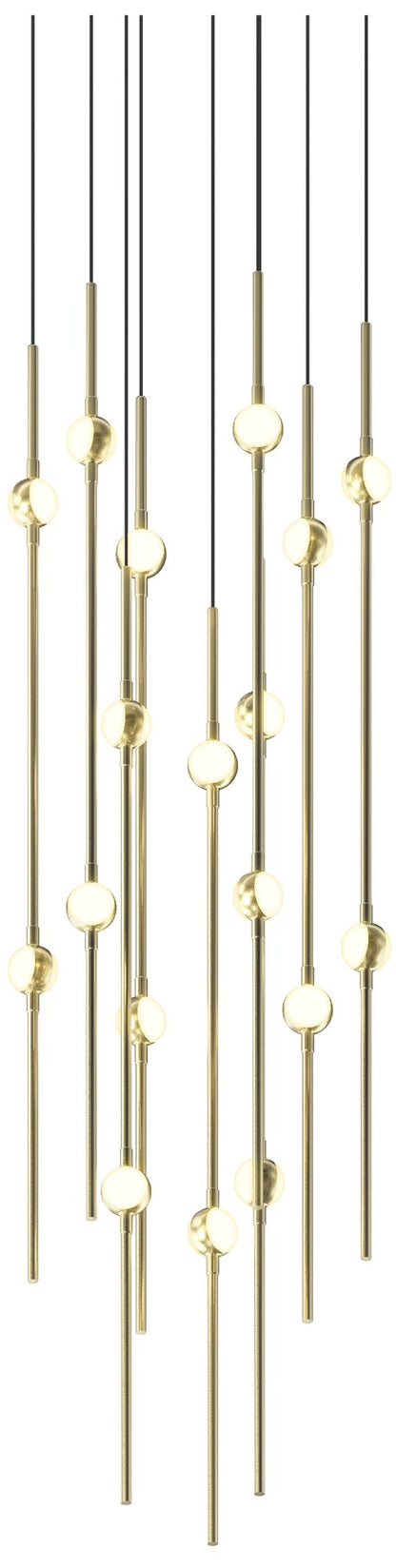 Aries 11.5"W Round Brass 3000K Long White Shade LED Pendant