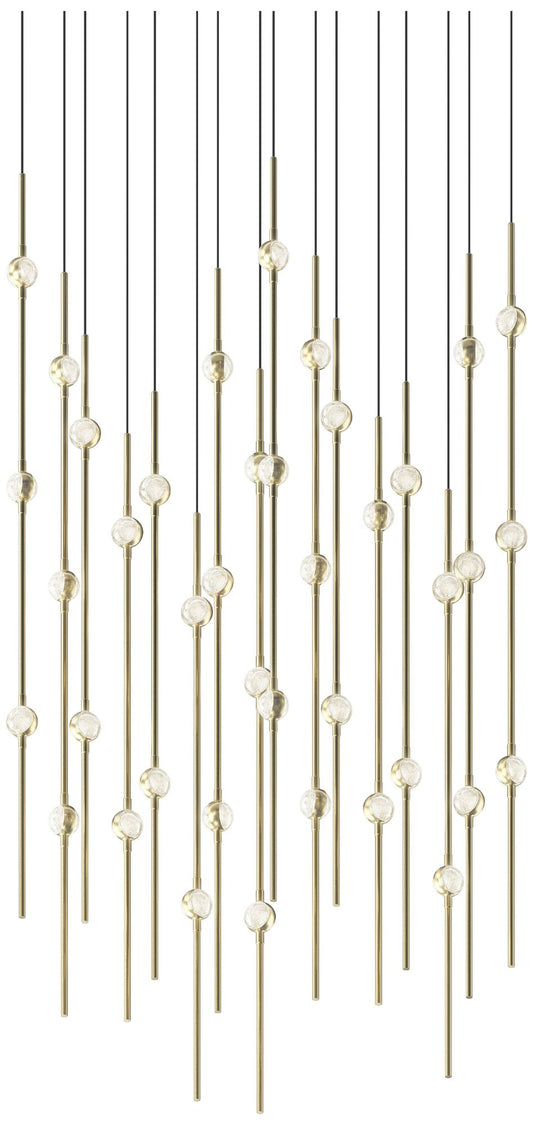 Aries 21.5"W Square Brass 2700K Long Clear Shade LED Pendant