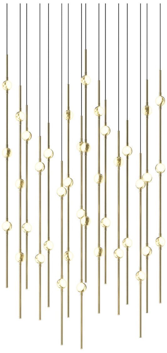 Aries 21.5"W Square Brass 2700K Short White Shade LED Pendant