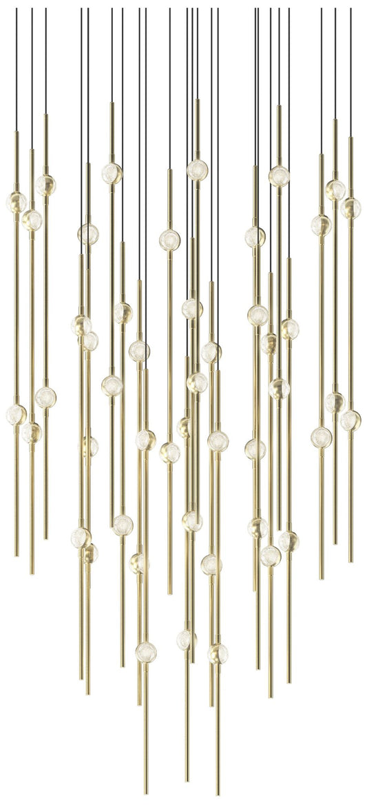 Aries 24.75"W Round Brass 2700K Long Clear Shade LED Pendant