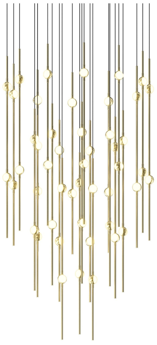 Aries 24.75"W Round Brass 2700K Long White Shade LED Pendant