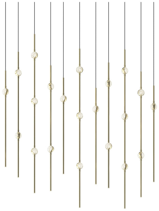 Aries 35.5"W Rectangle Brass 3000K Long Clear Shade LED Pendant