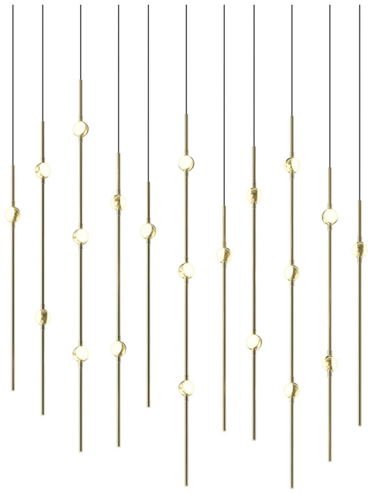 Aries 35.5"W Rectangle Brass 3000K Short White Shade LED Pendant