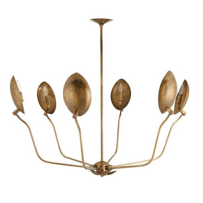 Arteriors Flores 6 Light 46" Wide Chandelier with Hammered Brass Shades