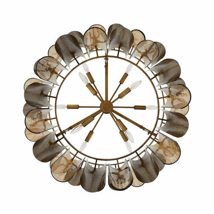 Arteriors Faramond 10 Light 35" Wide Waterfall Chandelier with Iron and Hammered Glass Shades