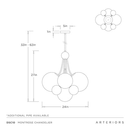Arteriors Montrose Chandelier 9 Light 24" Wide Chandelier