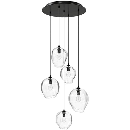 Avenue Lighting Sonoma Ave. 5 Light 28" Wide Multi Light Pendant with Water Glass Shades