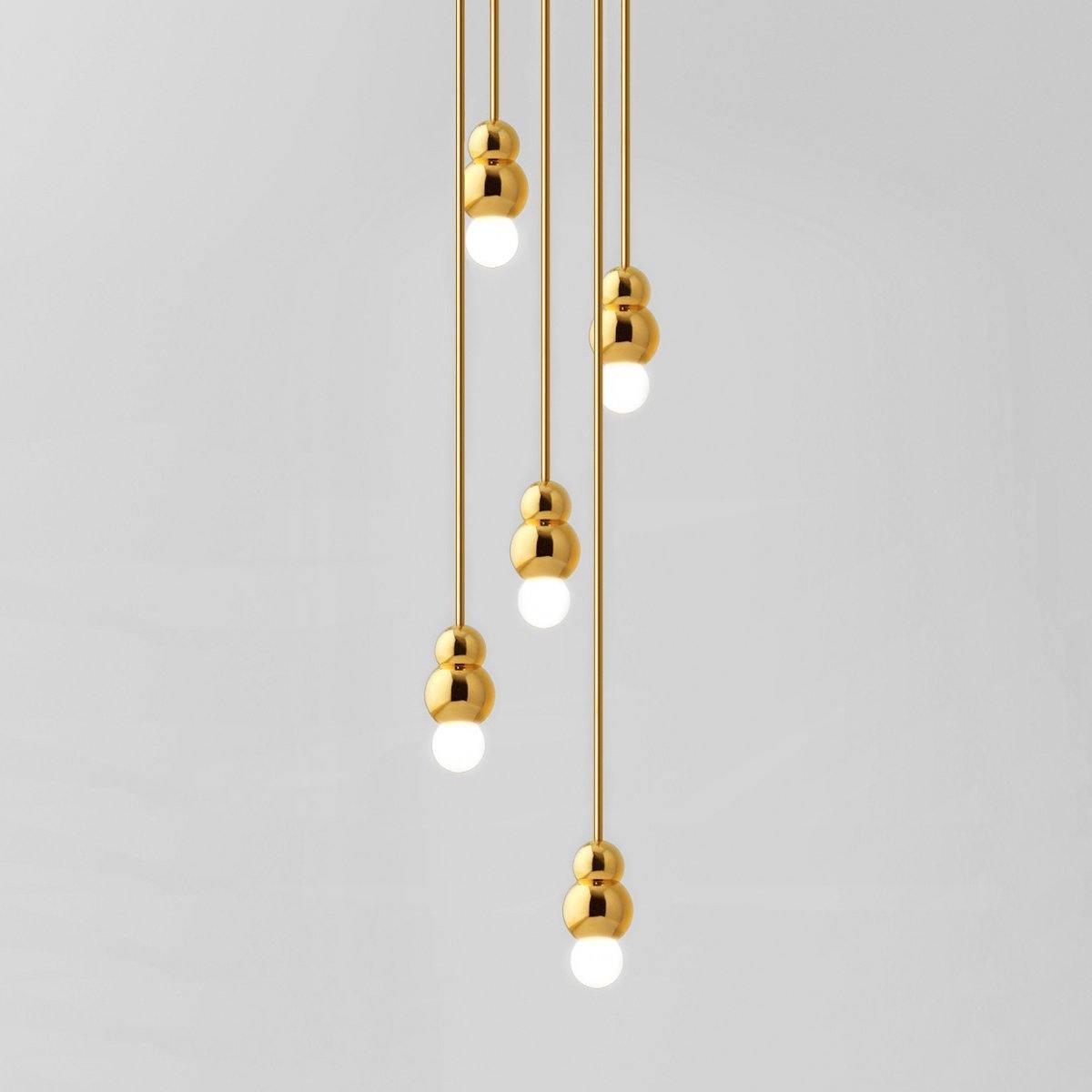 Ball Series Pendant Light 5heads Dia 3.14″ x H 5.03″ / Dia 8cm x H 12.8cm / Gold / Suspension Rod Pendant light